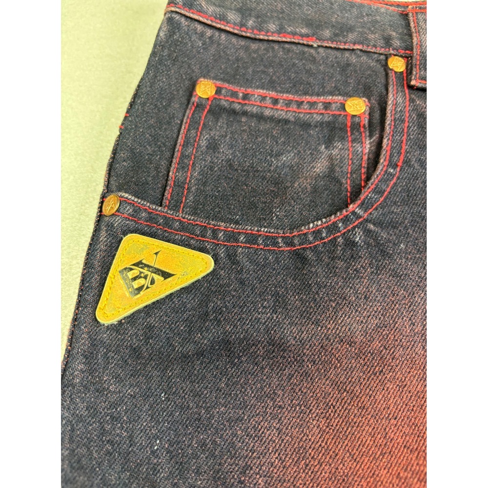 NWT BoomX Vintage Y2K Baggy Denim Jorts Shorts Mens 36 Red Contrast Stitch Fade - Picture 4 of 8